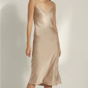 Slip Midi Dress in Champagne Satin